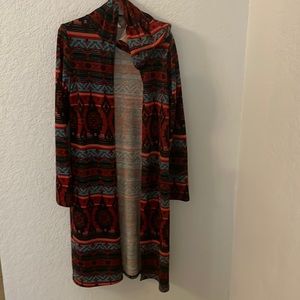 Long women sweater with hoodie